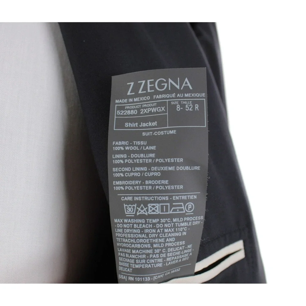 Z Zegna TechMerino Turati 100% Wool Suit Size 52R (42R US) In Solid Blue - Picture 10 of 15
